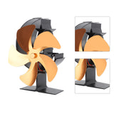 Wood Burner Fan 5 Blades Ultra Quiet Air Circulation Heating Energy Saving Heat Powered Fireplace Fan for Ice Fishing Camping Gold