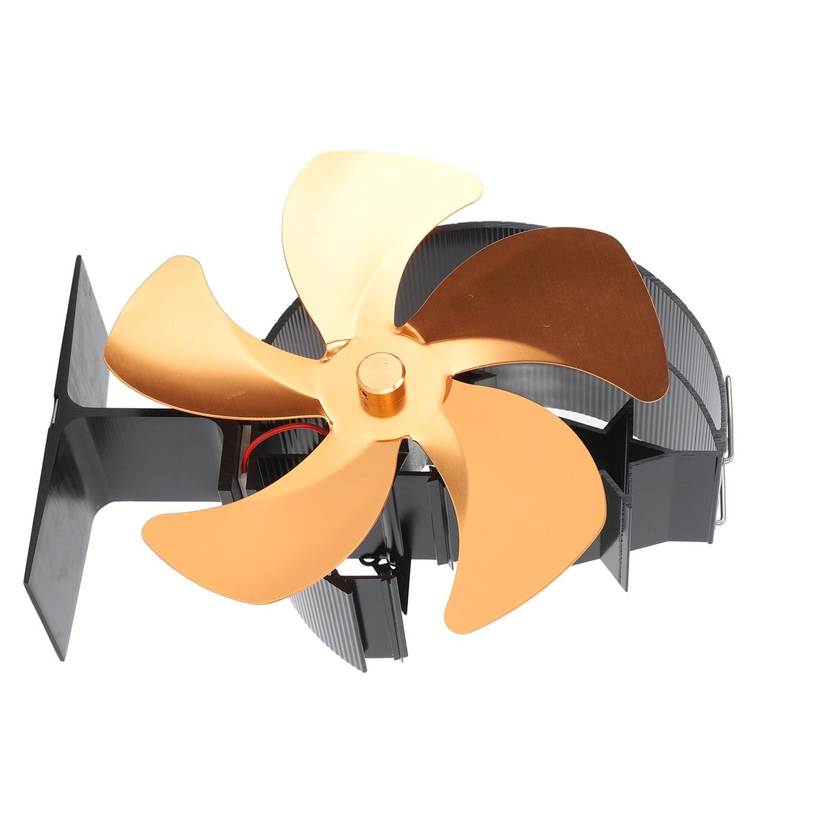 Wood Burner Fan 5 Blades Ultra Quiet Air Circulation Heating Energy Saving Heat Powered Fireplace Fan for Ice Fishing Camping Gold