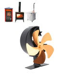 Wood Burner Fan 5 Blades Ultra Quiet Air Circulation Heating Energy Saving Heat Powered Fireplace Fan for Ice Fishing Camping Gold