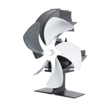 Wood Burner Fan 5 Blades Ultra Quiet Air Circulation Heating Energy Saving Heat Powered Fireplace Fan for Ice Fishing Camping Silver