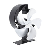 Wood Burner Fan 5 Blades Ultra Quiet Air Circulation Heating Energy Saving Heat Powered Fireplace Fan for Ice Fishing Camping Silver