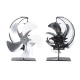 Wood Burner Fan 5 Blades Ultra Quiet Air Circulation Heating Energy Saving Heat Powered Fireplace Fan for Ice Fishing Camping Silver