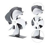 Wood Burner Fan 5 Blades Ultra Quiet Air Circulation Heating Energy Saving Heat Powered Fireplace Fan for Ice Fishing Camping Silver