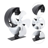 Wood Burner Fan 5 Blades Ultra Quiet Air Circulation Heating Energy Saving Heat Powered Fireplace Fan for Ice Fishing Camping Silver - Close-Up Angle