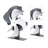 Wood Burner Fan 5 Blades Ultra Quiet Air Circulation Heating Energy Saving Heat Powered Fireplace Fan for Ice Fishing Camping Silver