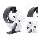 Wood Burner Fan 5 Blades Ultra Quiet Air Circulation Heating Energy Saving Heat Powered Fireplace Fan for Ice Fishing Camping Silver