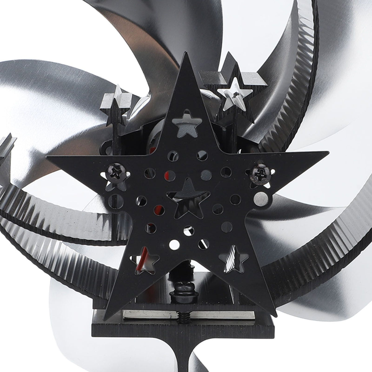 Wood Burner Fan 5 Blades Ultra Quiet Air Circulation Heating Energy Saving Heat Powered Fireplace Fan for Ice Fishing Camping Silver
