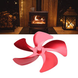Stove Fan Blade Replacement Aluminum Alloy Enhance Warm Air Circulation Fireplace Fan 5 Blade for Stove Fan Accessories Red