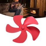 Stove Fan Blade Replacement Aluminum Alloy Enhance Warm Air Circulation Fireplace Fan 5 Blade for Stove Fan Accessories Red - Extra Image