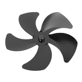 Stove Fan Blade Replacement Aluminum Alloy Enhance Warm Air Circulation Fireplace Fan 5 Blade for Stove Fan Accessories Black - Top-Down View