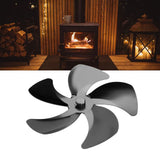 Stove Fan Blade Replacement Aluminum Alloy Enhance Warm Air Circulation Fireplace Fan 5 Blade for Stove Fan Accessories Black