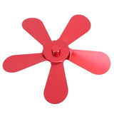 5 Blades Stove Fan Blade Aluminium Alloy Heat Powered Stove Fan Blades Replacement for Fireplace Fan Red