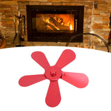 5 Blades Stove Fan Blade Aluminium Alloy Heat Powered Stove Fan Blades Replacement for Fireplace Fan Red - Extra Image
