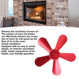 5 Blades Stove Fan Blade Aluminium Alloy Heat Powered Stove Fan Blades Replacement for Fireplace Fan Red
