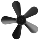 5 Blades Stove Fan Blade Aluminium Alloy Heat Powered Stove Fan Blades Replacement for Fireplace Fan Black
