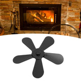 5 Blades Stove Fan Blade Aluminium Alloy Heat Powered Stove Fan Blades Replacement for Fireplace Fan Black - Extra Image
