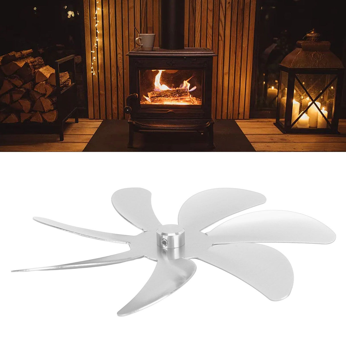 Stove Fan Aluminum Alloy Blade 7 Blades Easy Installation Universal Fireplace Fan Blade Replacement for Fireplace Fan Silver