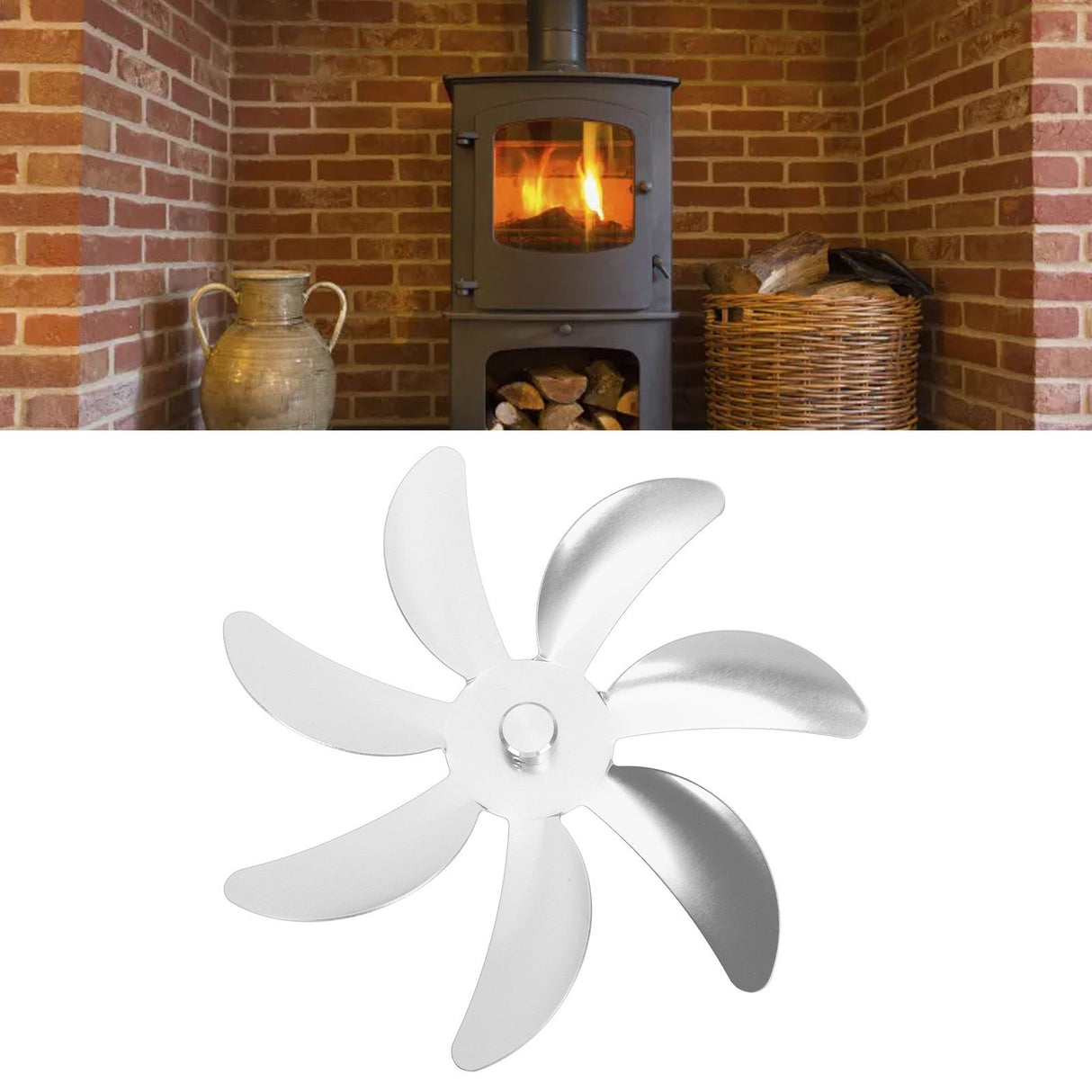 Stove Fan Aluminum Alloy Blade 7 Blades Easy Installation Universal Fireplace Fan Blade Replacement for Fireplace Fan Silver
