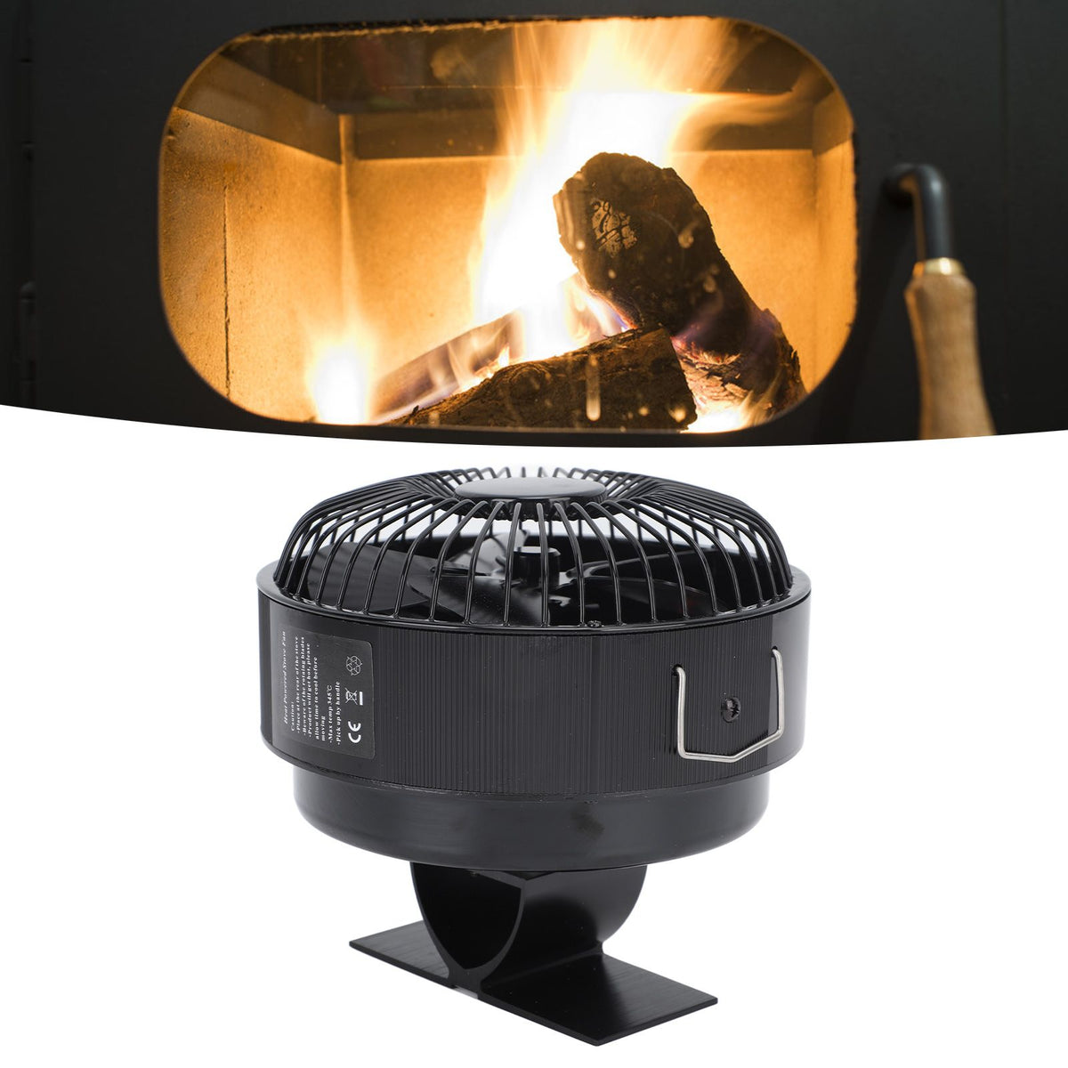 Round Fireplace Fan Heat Powered Stove Fan Aluminum Alloy Wood Burner Kerosene Stove Fan for Household Use