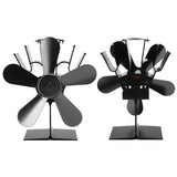 Wood Stove Fan 5 Blades Fireplace Fan Heat Powered Stove Fan for Wood Burning Stove Pellet Log Burner Fireplace Vertical Rectangular Black