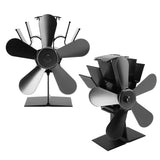 Wood Stove Fan 5 Blades Fireplace Fan Heat Powered Stove Fan for Wood Burning Stove Pellet Log Burner Fireplace Vertical Rectangular Black