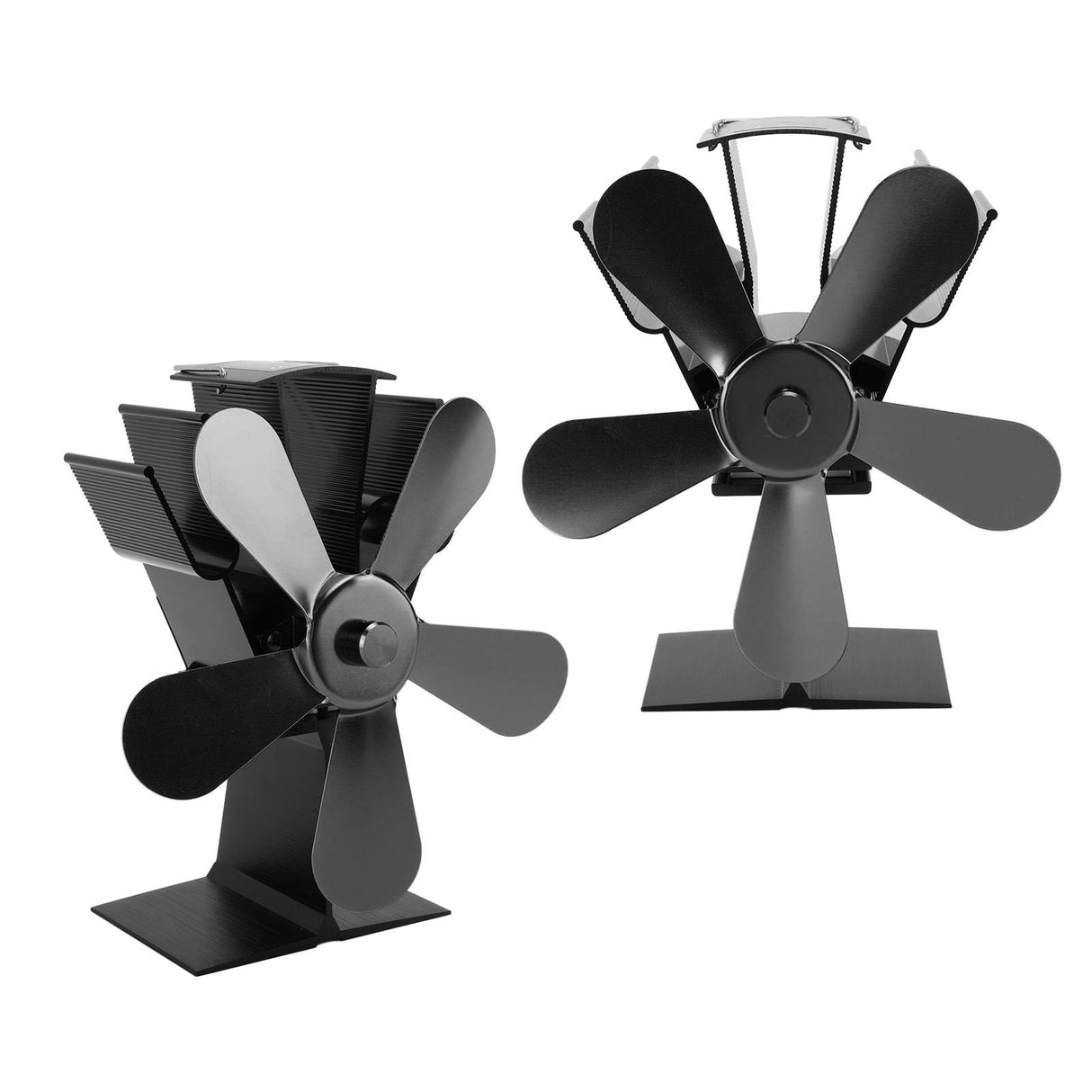 Wood Stove Fan 5 Blades Fireplace Fan Heat Powered Stove Fan for Wood Burning Stove Pellet Log Burner Fireplace Vertical Rectangular Black