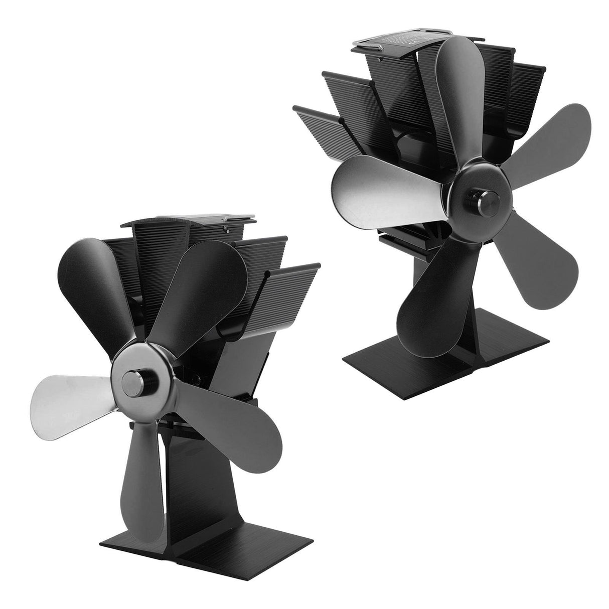 Wood Stove Fan 5 Blades Fireplace Fan Heat Powered Stove Fan for Wood Burning Stove Pellet Log Burner Fireplace Vertical Rectangular Black