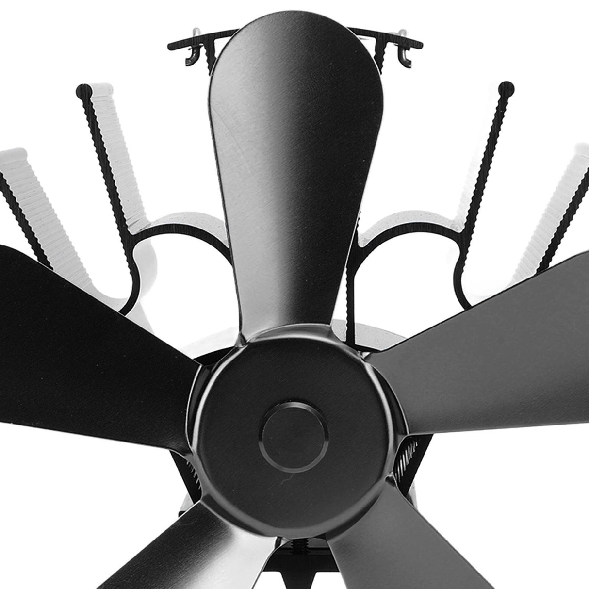 Wood Stove Fan 5 Blades Fireplace Fan Heat Powered Stove Fan for Wood Burning Stove Pellet Log Burner Fireplace Vertical Rectangular Black