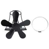 Magnetic Wall Mounted Fireplace Fan Silent Operation 5 Blade Heat Powered Wood Stove Fan Log Wood Burner Black