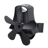 Magnetic Wall Mounted Fireplace Fan Silent Operation 5 Blade Heat Powered Wood Stove Fan Log Wood Burner Black - Front View