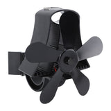 Magnetic Wall Mounted Fireplace Fan Silent Operation 5 Blade Heat Powered Wood Stove Fan Log Wood Burner Black