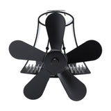 Magnetic Wall Mounted Fireplace Fan Silent Operation 5 Blade Heat Powered Wood Stove Fan Log Wood Burner Black
