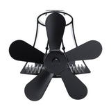 Magnetic Wall Mounted Fireplace Fan Silent Operation 5 Blade Heat Powered Wood Stove Fan Log Wood Burner Black