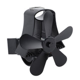Magnetic Wall Mounted Fireplace Fan Silent Operation 5 Blade Heat Powered Wood Stove Fan Log Wood Burner Black