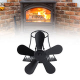 Magnetic Wall Mounted Fireplace Fan Silent Operation 5 Blade Heat Powered Wood Stove Fan Log Wood Burner Black - Extra Image