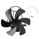 6 Blade Magnet Wall Mount Heat Powered Stove Fan Pipe Fireplace Fan Magnetic Installation for Wood Log Burners Black