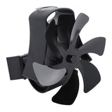 6 Blade Magnet Wall Mount Heat Powered Stove Fan Pipe Fireplace Fan Magnetic Installation for Wood Log Burners Black