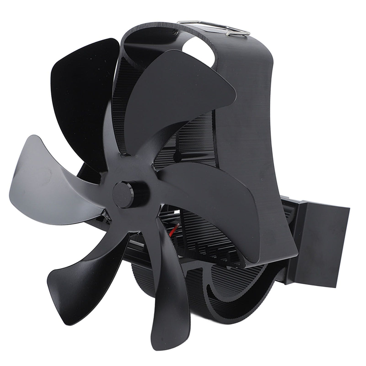 6 Blade Magnet Wall Mount Heat Powered Stove Fan Pipe Fireplace Fan Magnetic Installation for Wood Log Burners Black