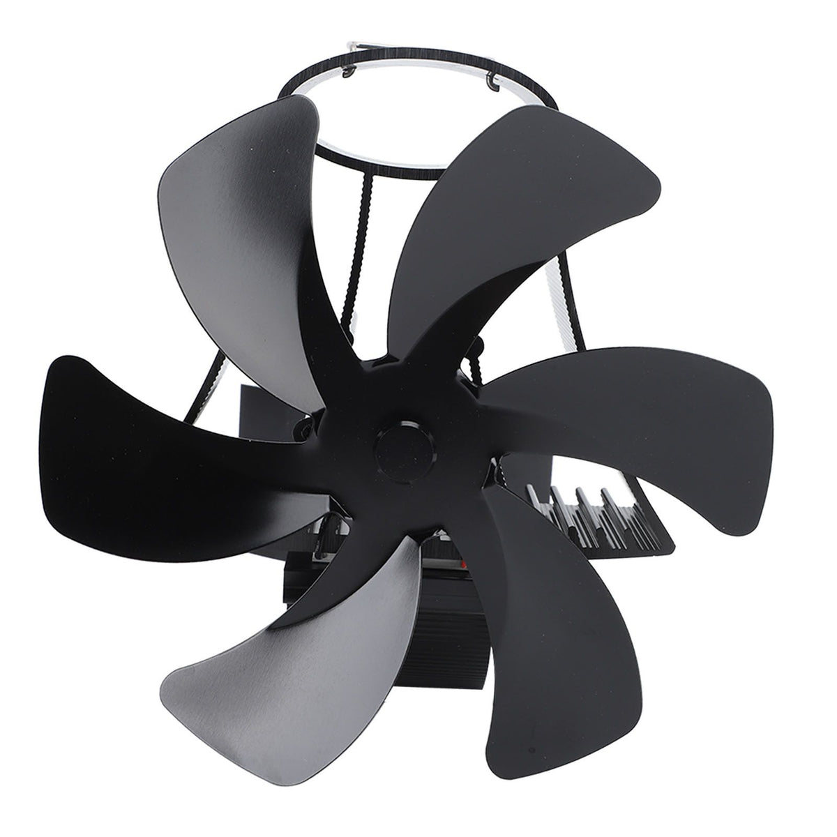 6 Blade Magnet Wall Mount Heat Powered Stove Fan Pipe Fireplace Fan Magnetic Installation for Wood Log Burners Black