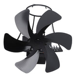 6 Blade Magnet Wall Mount Heat Powered Stove Fan Pipe Fireplace Fan Magnetic Installation for Wood Log Burners Black