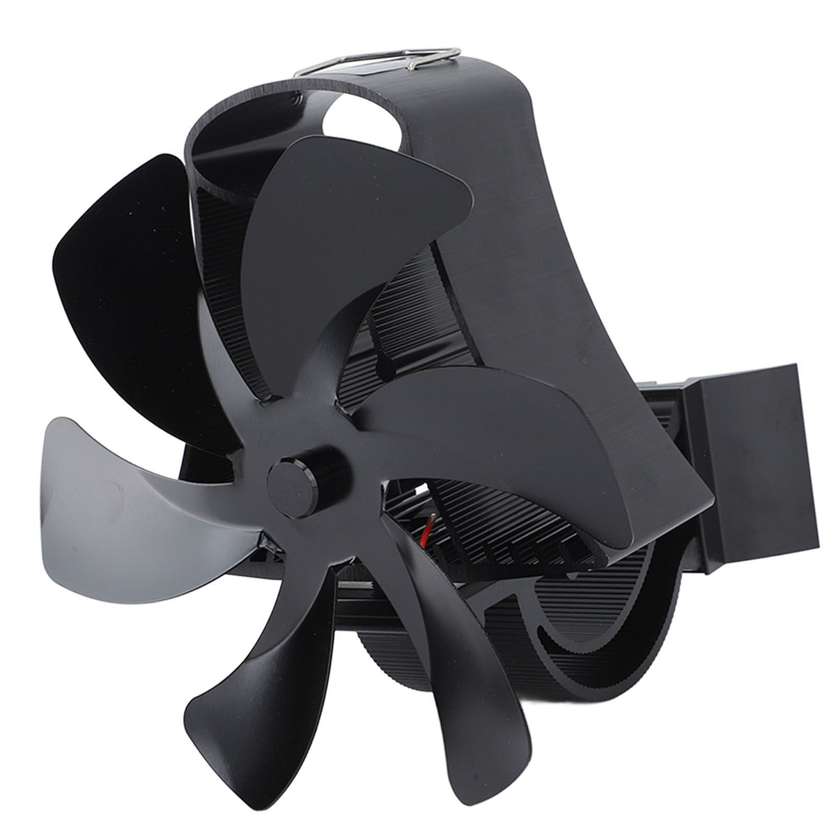 6 Blade Magnet Wall Mount Heat Powered Stove Fan Pipe Fireplace Fan Magnetic Installation for Wood Log Burners Black