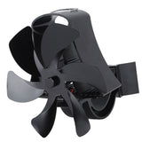 6 Blade Magnet Wall Mount Heat Powered Stove Fan Pipe Fireplace Fan Magnetic Installation for Wood Log Burners Black