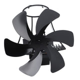 6 Blade Magnet Wall Mount Heat Powered Stove Fan Pipe Fireplace Fan Magnetic Installation for Wood Log Burners Black - Low Angle