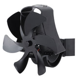 6 Blade Magnet Wall Mount Heat Powered Stove Fan Pipe Fireplace Fan Magnetic Installation for Wood Log Burners Black