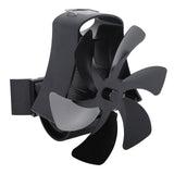 6 Blade Magnet Wall Mount Heat Powered Stove Fan Pipe Fireplace Fan Magnetic Installation for Wood Log Burners Black