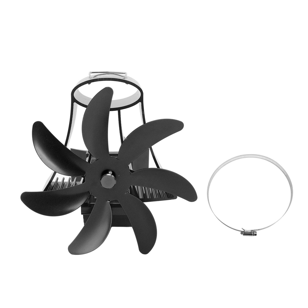 Wood Stove Fan Pipe Fireplace Fan 7 Blades Stove Fan On Chimney Silent Motors Heat Powered Wood Stove Fan Magnetic Wall Mount Black