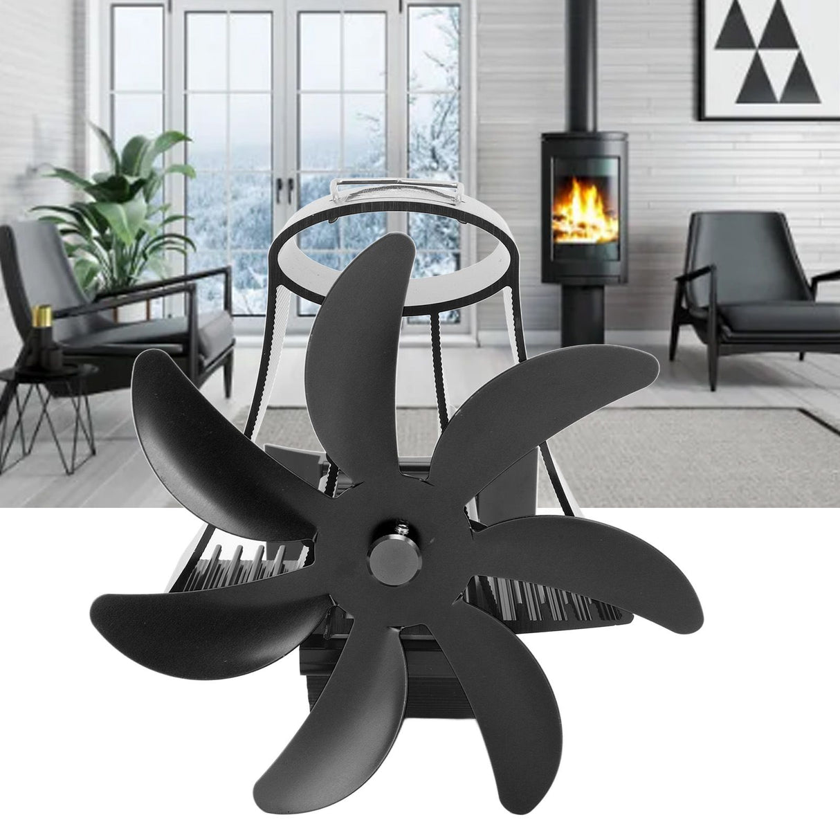 Wood Stove Fan Pipe Fireplace Fan 7 Blades Stove Fan On Chimney Silent Motors Heat Powered Wood Stove Fan Magnetic Wall Mount Black