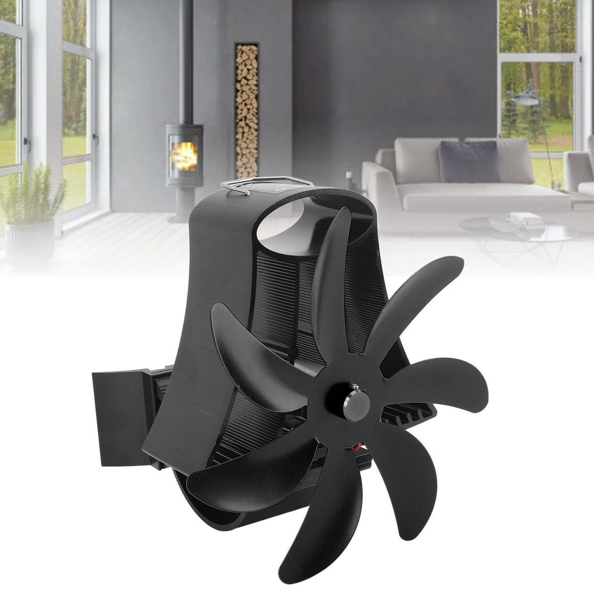 Wood Stove Fan Pipe Fireplace Fan 7 Blades Stove Fan On Chimney Silent Motors Heat Powered Wood Stove Fan Magnetic Wall Mount Black