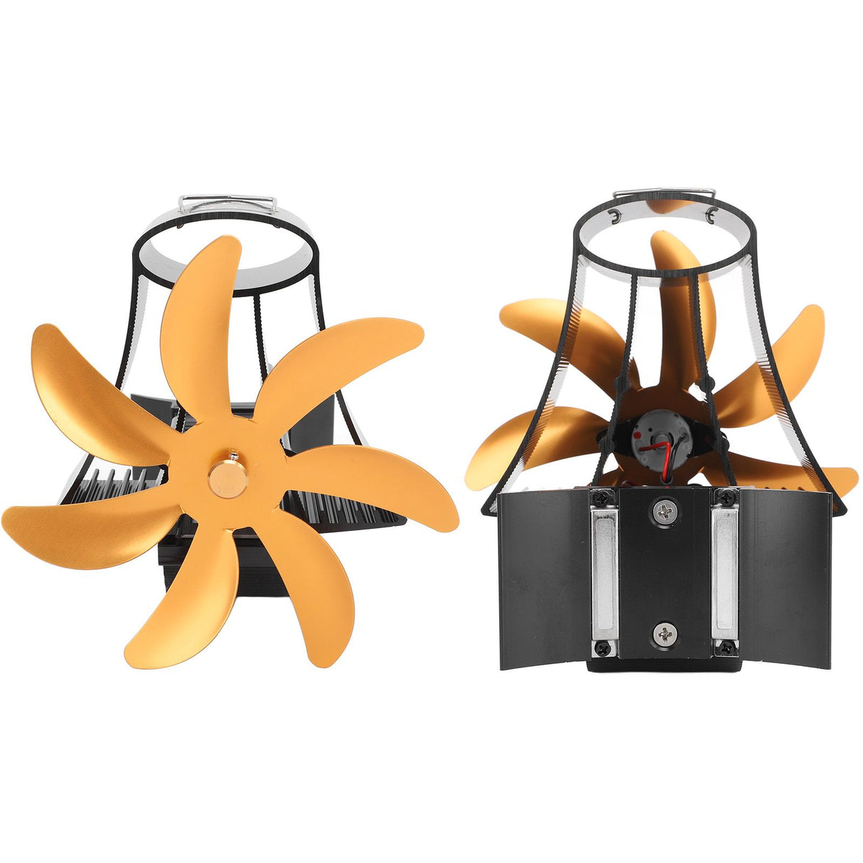 Wood Stove Fan Pipe Fireplace Fan 7 Blades Stove Fan On Chimney Silent Motors Heat Powered Wood Stove Fan Magnetic Wall Mount Gold