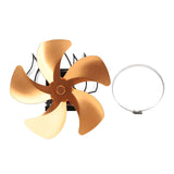 5 Blade Heat Powered Stove Fan Aluminum Alloy Noiseless Wall Hanging Thermal Powered Fireplace Fan for Wood Burning Stove Kerosene Stove Gold
